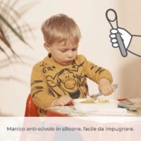 Set Posate Bimbi In Acciaio Con Impugnatura In Silicone