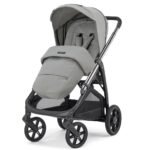 Aptica System Quattro colore Satin Grey con telaio Litio Black e seggiolino auto Darwin Infant Recline