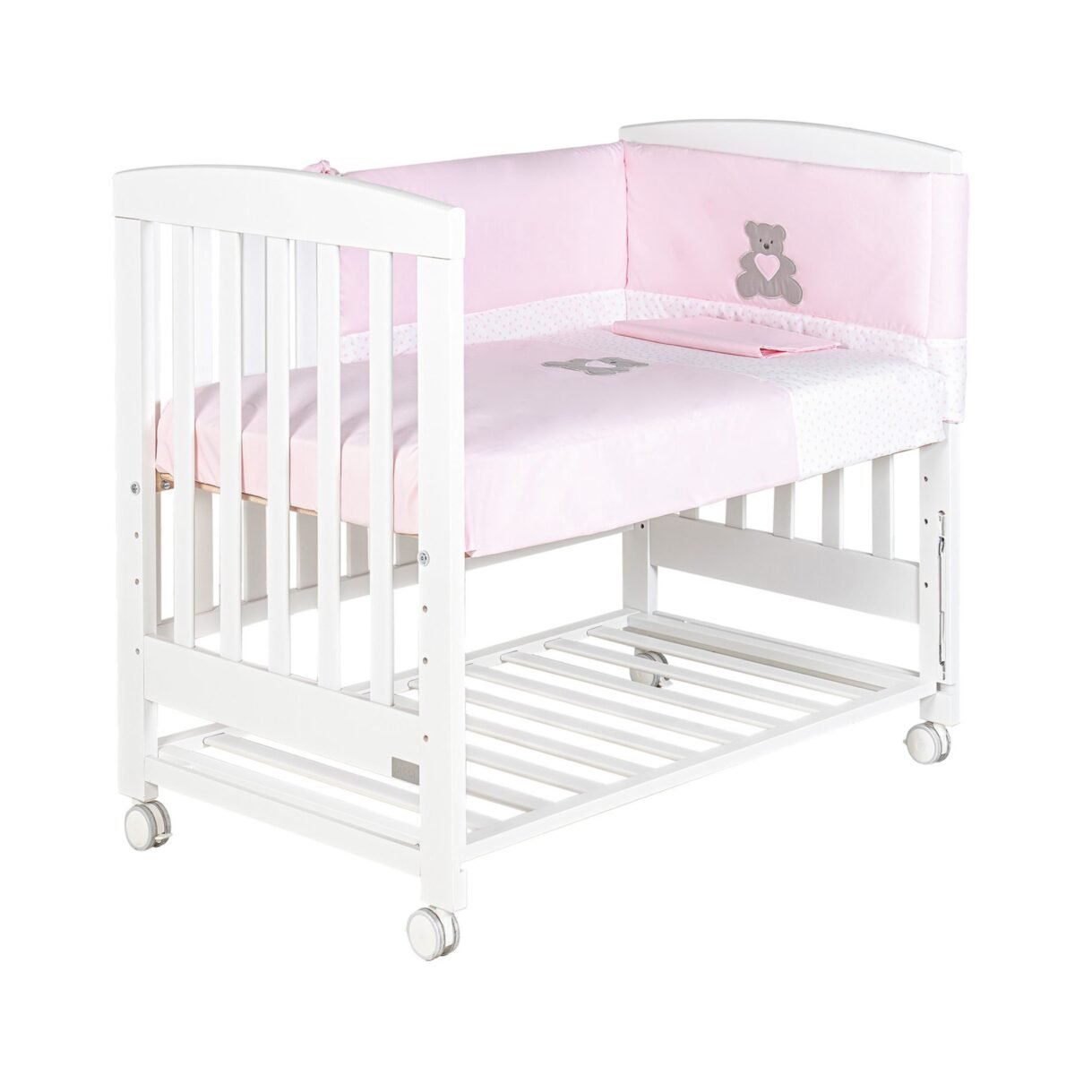 Picci Microletto Co-Sleeping con Materasso e Set Tessile Bonnie Bianco rosa